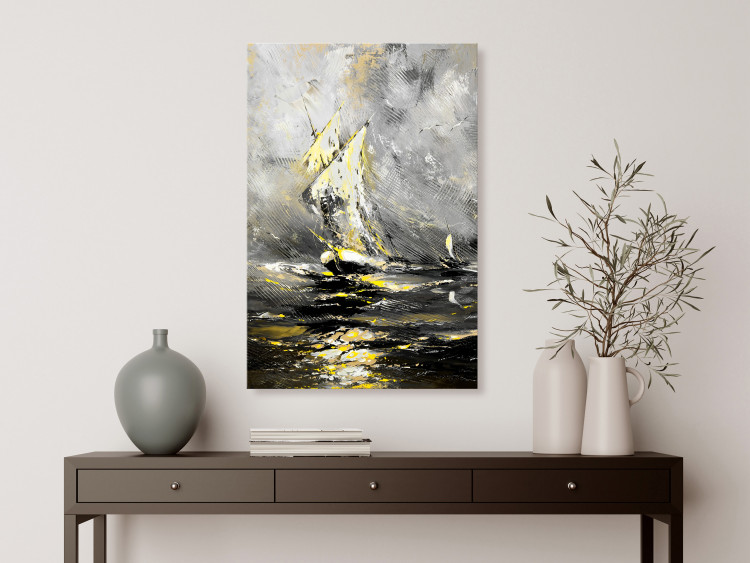 Canvas Print Ship in the Storm (1-piece) Vertical - ship landscape amid waves 135950 additionalImage 3