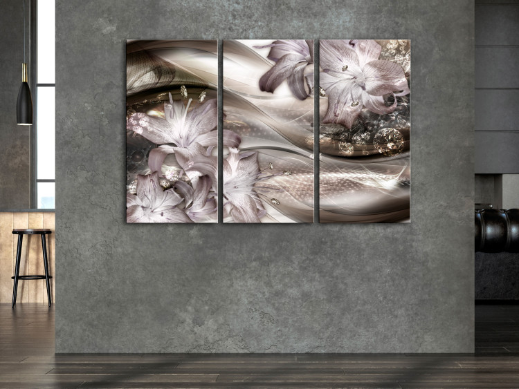 Canvas Lilac Composition (3-piece) - abstract with botanical motif 142250 additionalImage 3