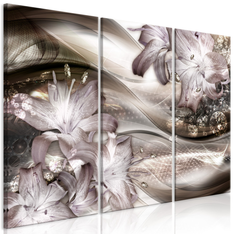 Canvas Lilac Composition (3-piece) - abstract with botanical motif 142250 additionalImage 2