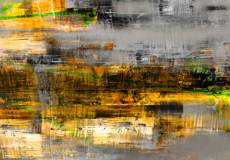Canvas Yellow Glow (1-piece) Narrow - warm abstraction on a gray background 143550 additionalImage 4