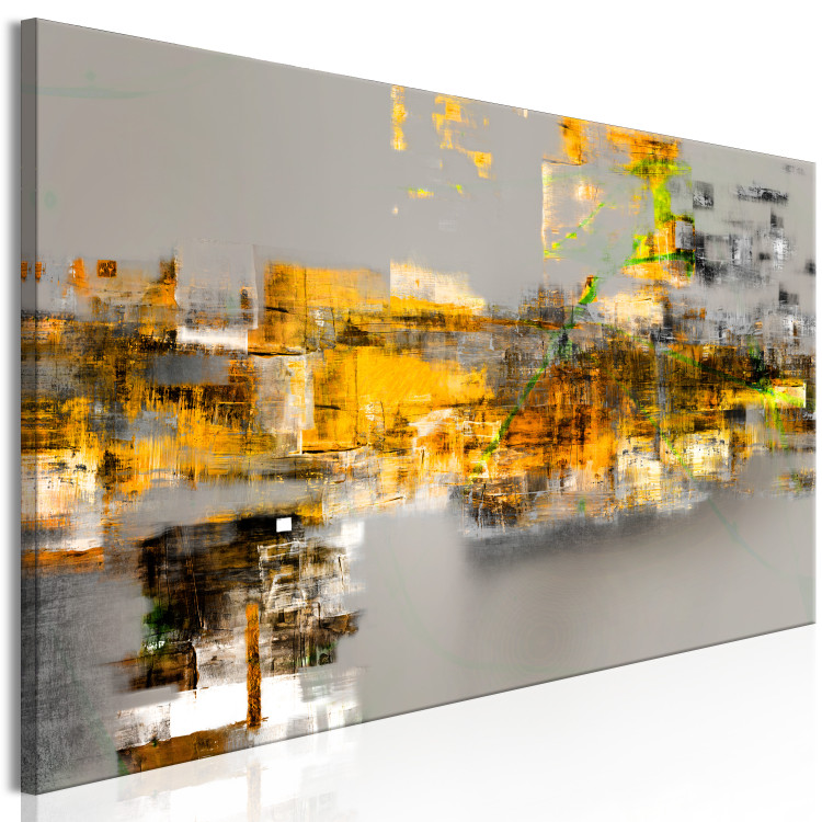 Canvas Yellow Glow (1-piece) Narrow - warm abstraction on a gray background 143550 additionalImage 2