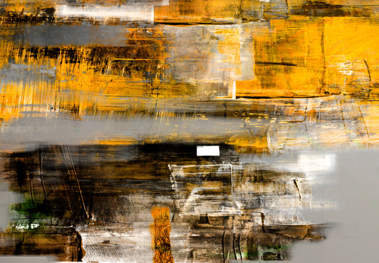 Canvas Yellow Glow (1-piece) Narrow - warm abstraction on a gray background 143550 additionalImage 5