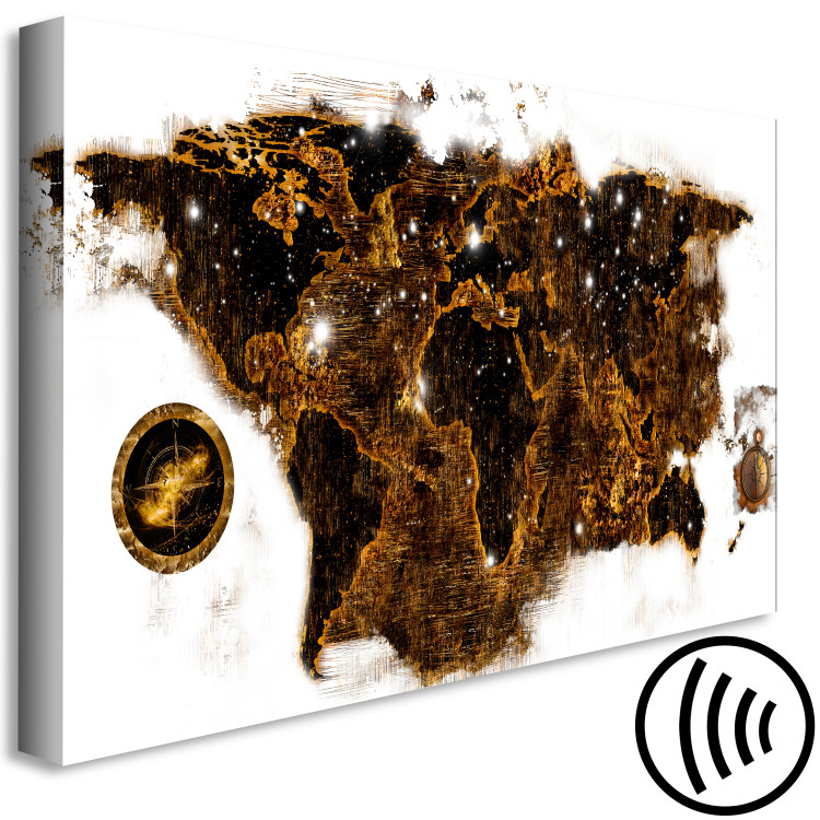Canvas Art Print Abstract World Map (1-piece) - oceans and continents in brown 144050 additionalImage 6