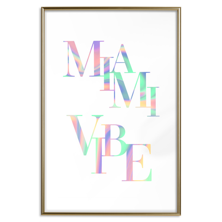 Poster Miami Vibe - Holographic Lettering in Pastel-Rainbow Colors 144350 additionalImage 25