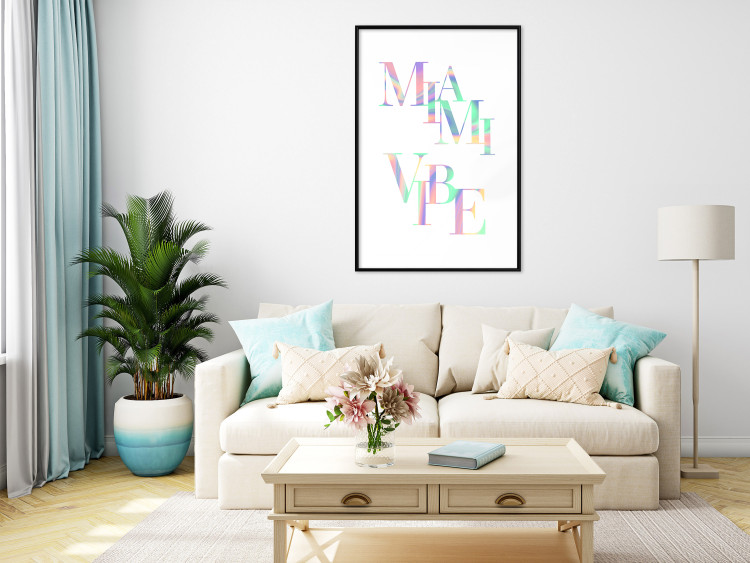 Poster Miami Vibe - Holographic Lettering in Pastel-Rainbow Colors 144350 additionalImage 17