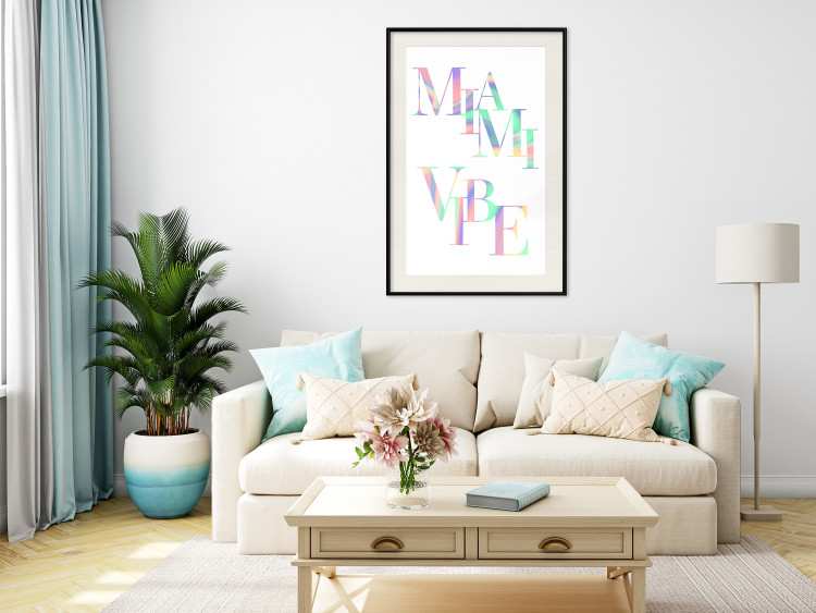 Poster Miami Vibe - Holographic Lettering in Pastel-Rainbow Colors 144350 additionalImage 14