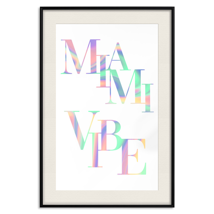 Poster Miami Vibe - Holographic Lettering in Pastel-Rainbow Colors 144350 additionalImage 27