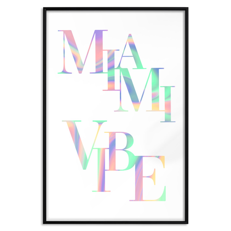 Poster Miami Vibe - Holographic Lettering in Pastel-Rainbow Colors 144350 additionalImage 18