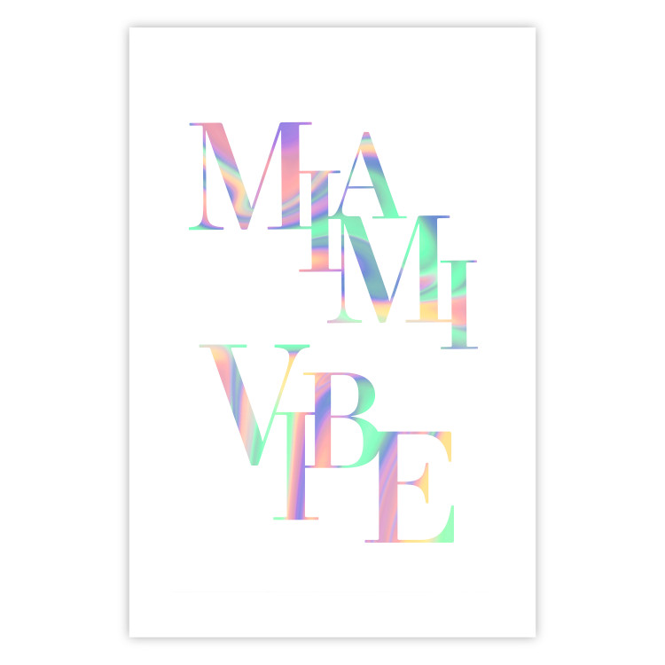 Poster Miami Vibe - Holographic Lettering in Pastel-Rainbow Colors 144350 additionalImage 23