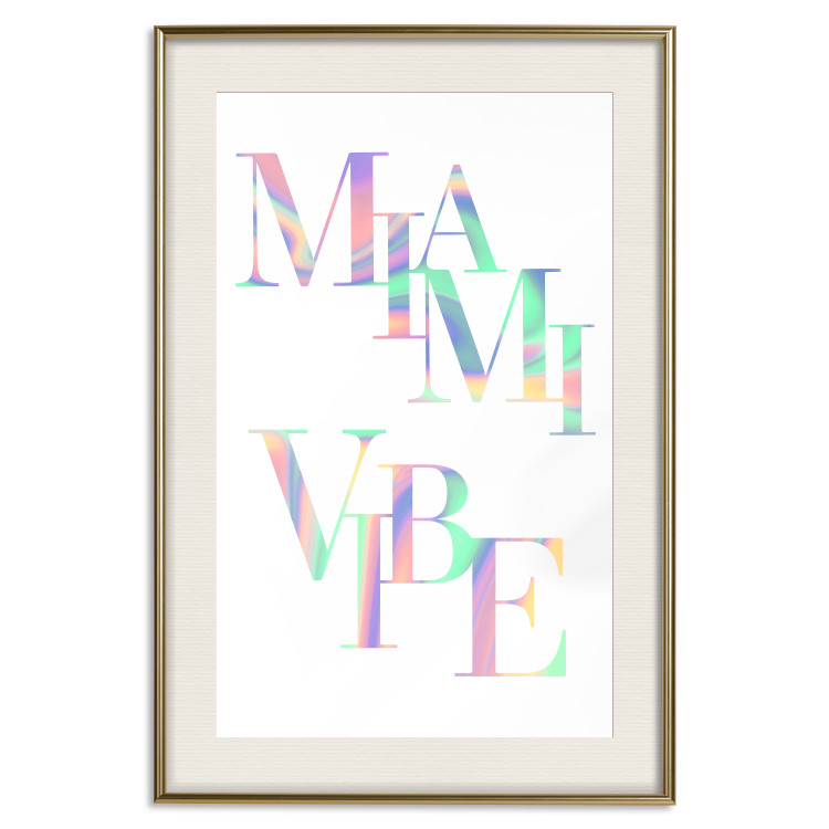Poster Miami Vibe - Holographic Lettering in Pastel-Rainbow Colors 144350 additionalImage 24