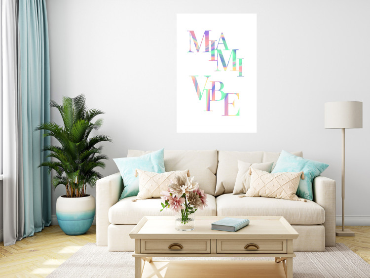 Poster Miami Vibe - Holographic Lettering in Pastel-Rainbow Colors 144350 additionalImage 12