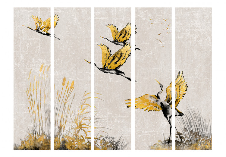 Room Divider Screen Crane at Sunset - Painting Representation of Birds 146150 additionalImage 3