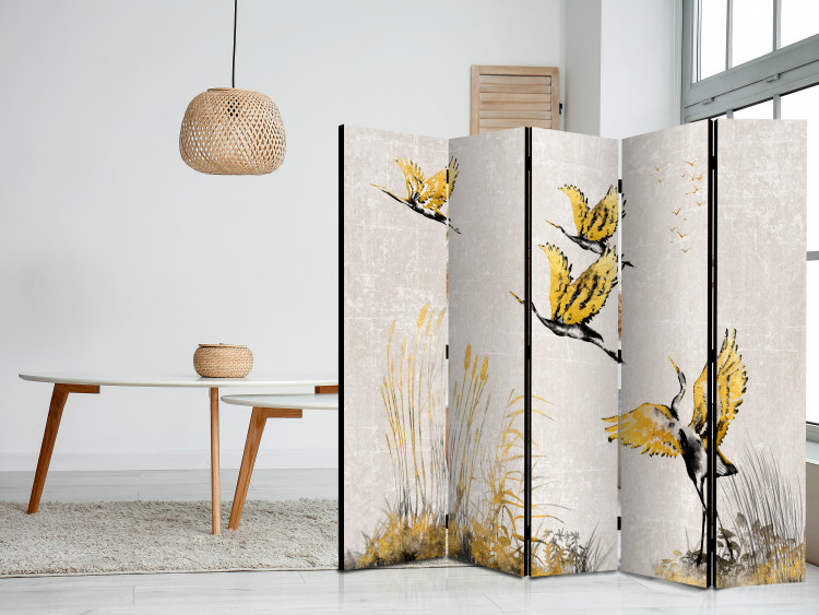 Room Divider Screen Crane at Sunset - Painting Representation of Birds 146150 additionalImage 2