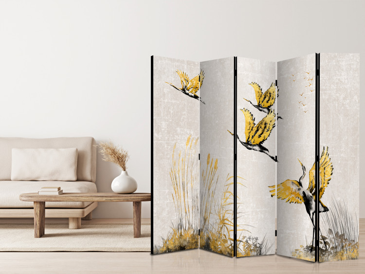 Room Divider Screen Crane at Sunset - Painting Representation of Birds 146150 additionalImage 4