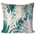 Decorative Microfiber Pillow Philodendron xanadu - a white and turquoise pattern with exotic leaves cushions 146850