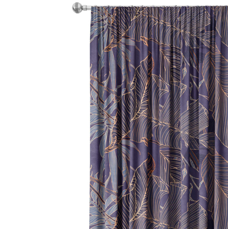 Decorative Curtain Gold leafing - graphic floral motif with leaves in linear art 147250 additionalImage 7
