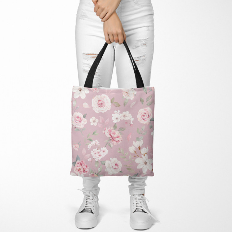 Shopping Bag Spring charm - vintage-style rose and magnolia on dark pink background 147550 additionalImage 2