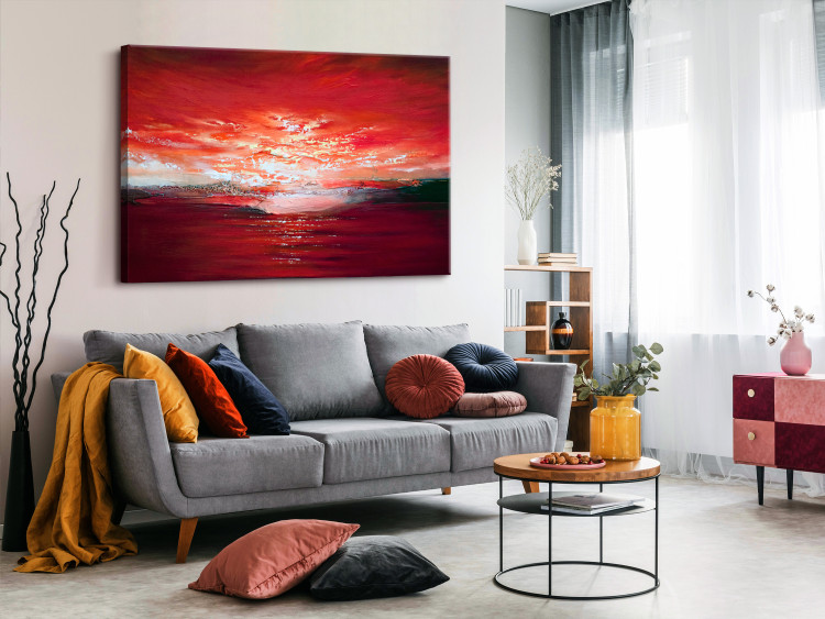 Canvas Art Print Sunset Over the Sea - Abstract Landscape Painted With Paints 147650 additionalImage 3