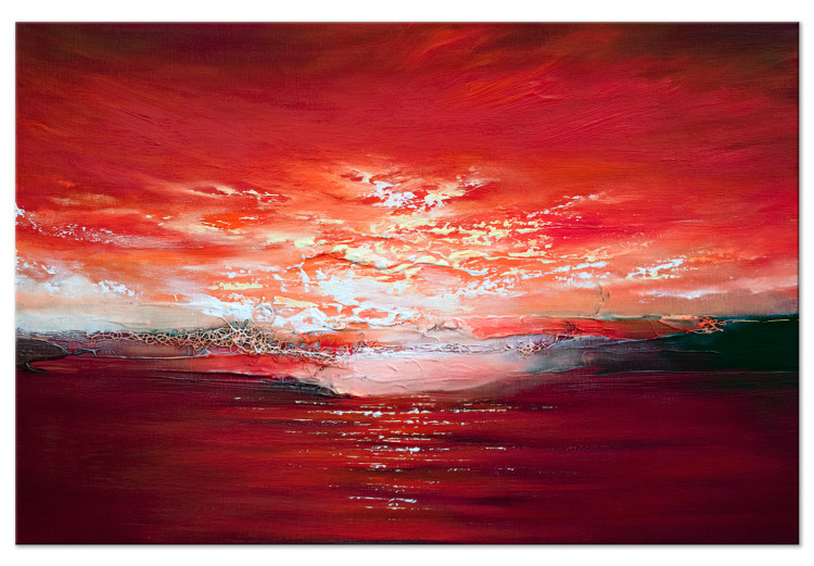 Canvas Art Print Sunset Over the Sea - Abstract Landscape Painted With Paints 147650