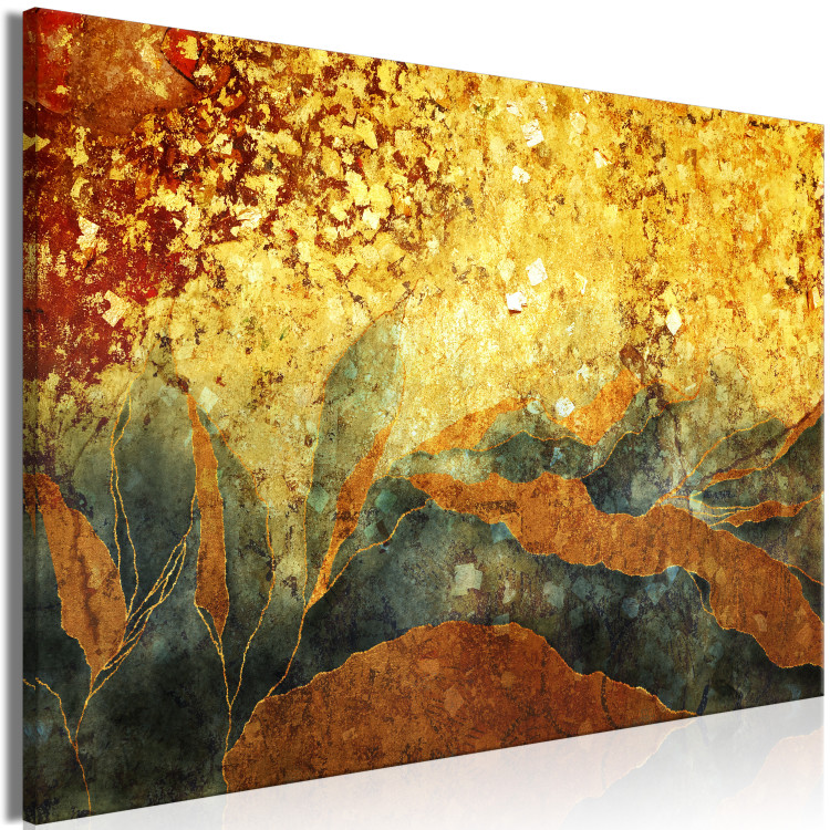 Canvas Art Print Golden Land of Oblivion (1-piece) wide - abstraction in yellows 148950 additionalImage 2