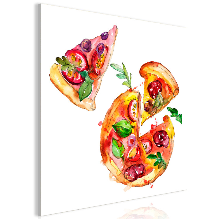 Canvas Pizza in Pieces - Hand-Painted Motif of Italian Cuisine 149850 additionalImage 2