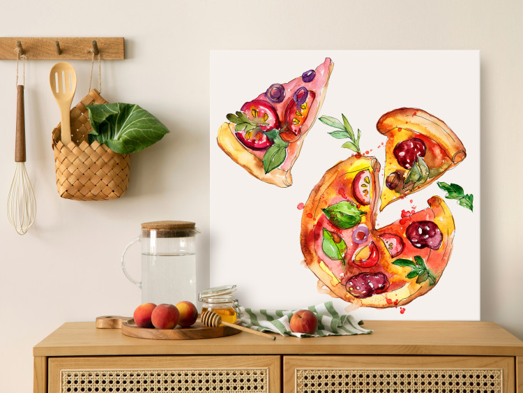 Canvas Pizza in Pieces - Hand-Painted Motif of Italian Cuisine 149850 additionalImage 3