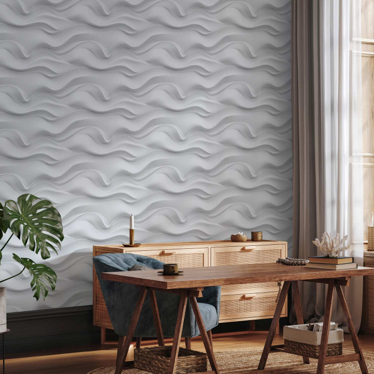 Wallpaper Wavy Pattern - White Spatial Repeating Waves 150050 additionalImage 5