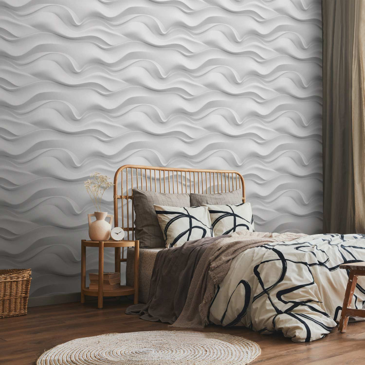Wallpaper Wavy Pattern - White Spatial Repeating Waves 150050 additionalImage 4