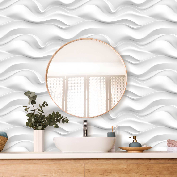 Wallpaper Wavy Pattern - White Spatial Repeating Waves 150050 additionalImage 10