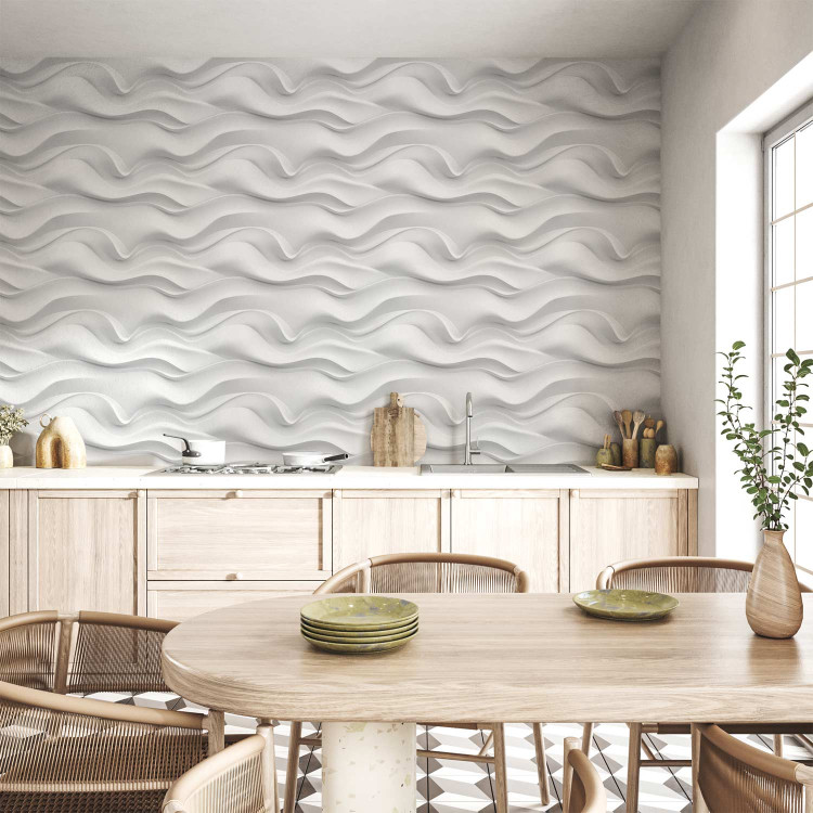Wallpaper Wavy Pattern - White Spatial Repeating Waves 150050 additionalImage 8