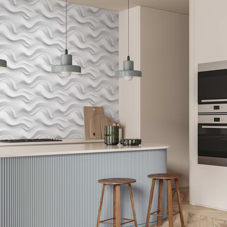 Wallpaper Wavy Pattern - White Spatial Repeating Waves 150050 additionalImage 9
