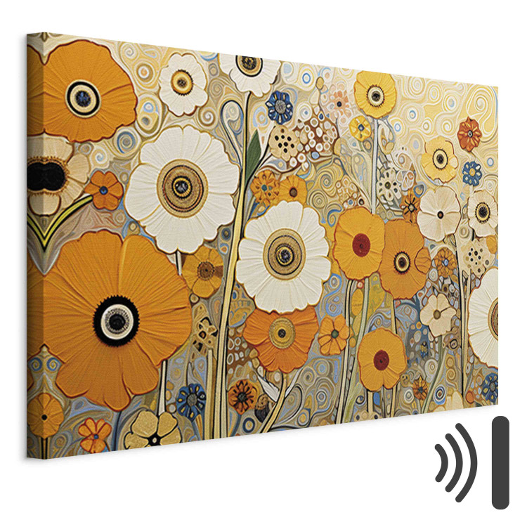 Canvas Print Orange Meadow - A Composition of Flowers in the Style of Klimt’s Paintings 151050 additionalImage 8