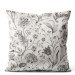 Decorative Velor Pillow Botanist’s Journal - Black and White Composition With Meadow Flora 151350