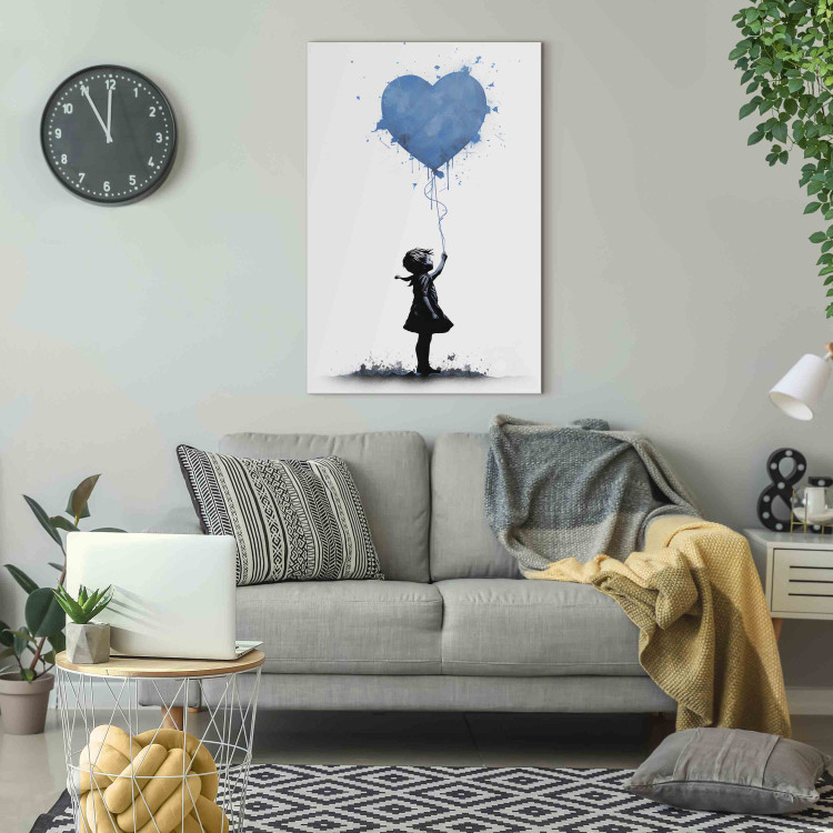 Canvas Blue Heart - Banksy Style Graffiti With a Child With a Balloon 151750 additionalImage 9