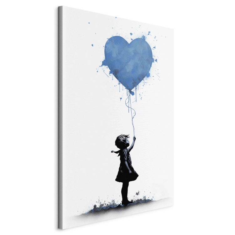 Canvas Blue Heart - Banksy Style Graffiti With a Child With a Balloon 151750 additionalImage 2