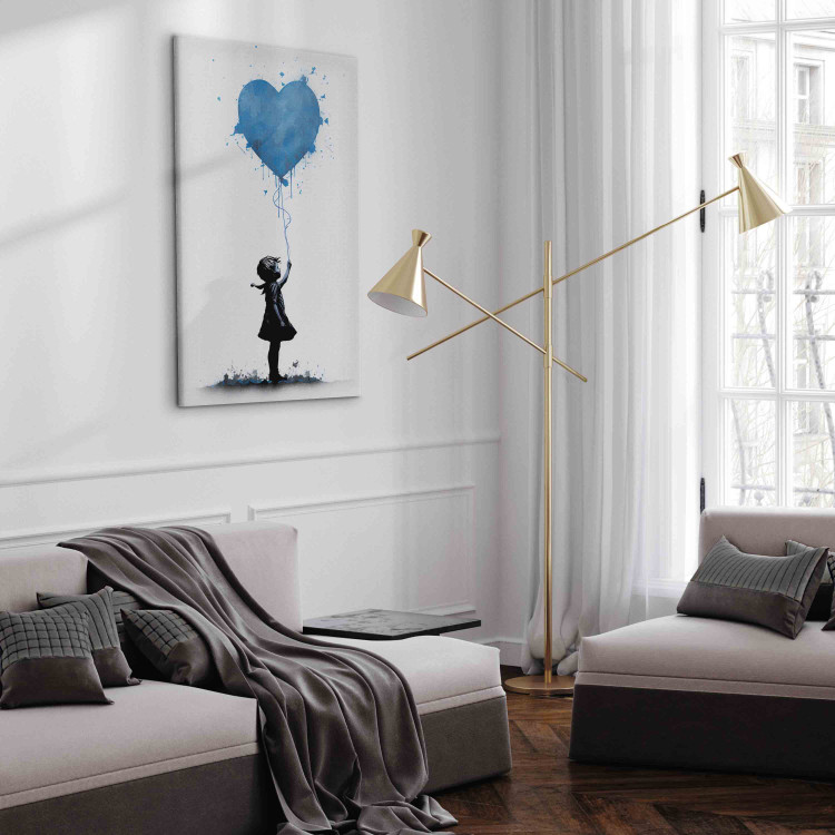 Canvas Blue Heart - Banksy Style Graffiti With a Child With a Balloon 151750 additionalImage 4