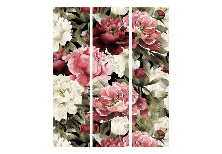 Folding Screen Floral Motif - Peonies Painted With Watercolor in Warm Colors [Room Dividers] 159550 additionalImage 3