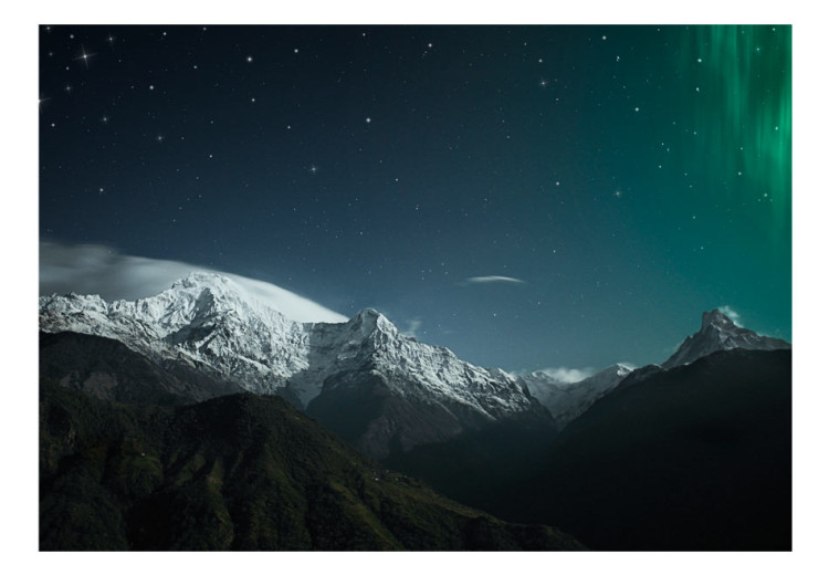 Wall Mural Northern Lights - Snowy Mountain Landscape in Winter Night with Cosmos in the Background 59850 additionalImage 1