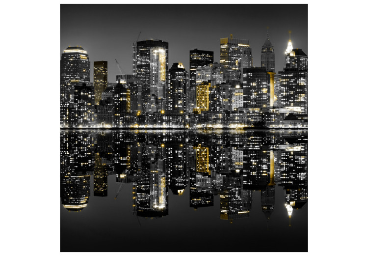 Photo Wallpaper New York - City Panorama with a Mirror Reflection and Golden Elements 61650 additionalImage 1