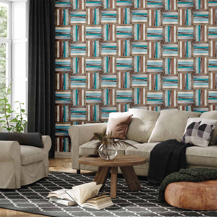 Modern Wallpaper Wooden weave of colors 89750