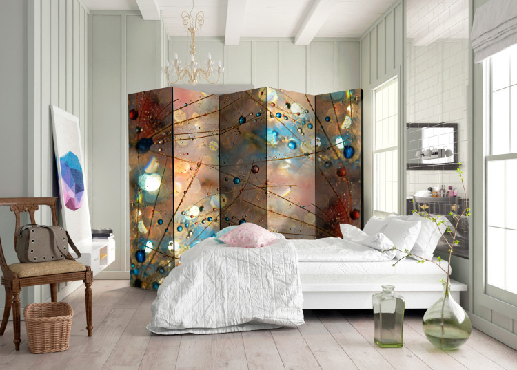 Folding Screen Magical World II - dandelion flowers with colorful water droplets 95650 additionalImage 4