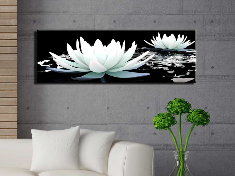 Canvas Art Print Nature's Masterpiece (1-part) - Lilies in Black and White Contrast 95750 additionalImage 3
