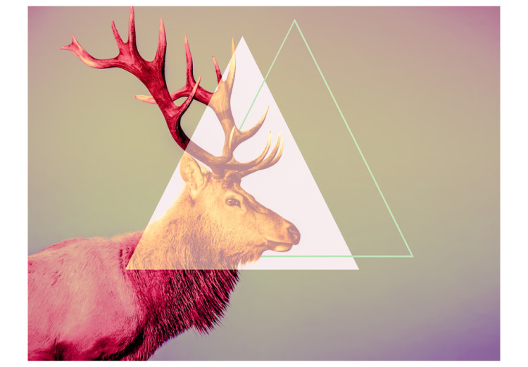 Photo Wallpaper Deer - abstract with animal motif on a geometric colour background 97050 additionalImage 1