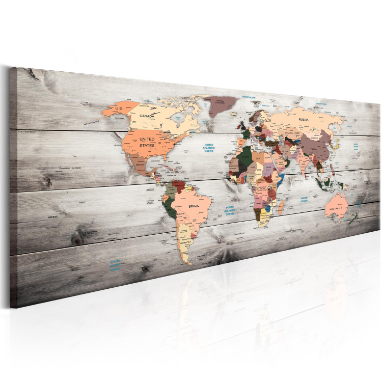 Canvas Art Print World Maps: Wooden Travels 97450 additionalImage 2