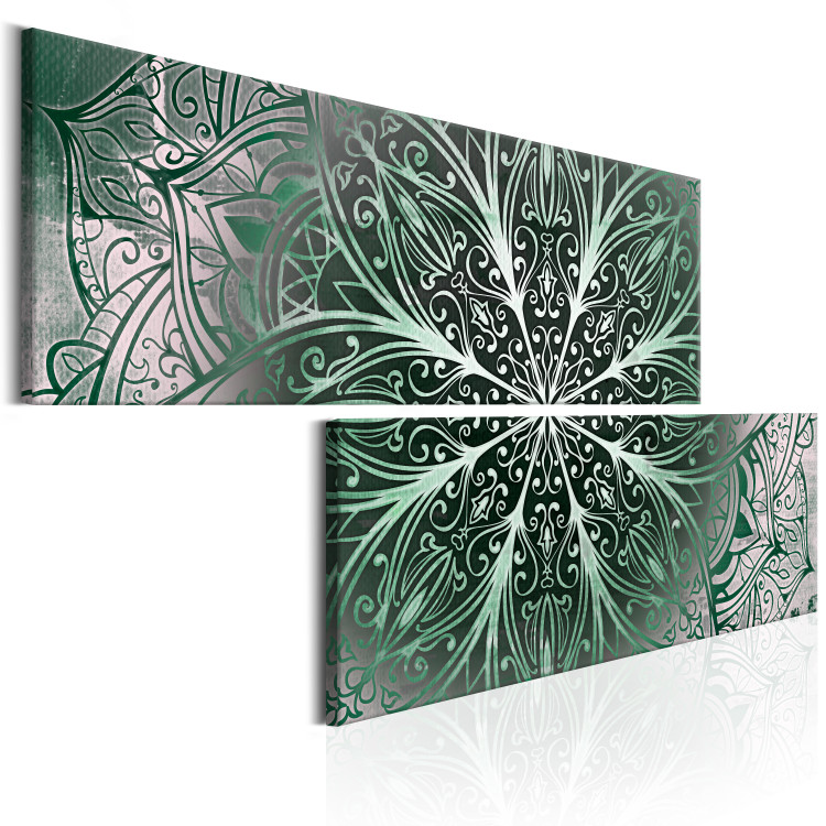 Canvas Mandala: Emerald Treasure - Oriental Green Pattern in Zen Motif 97550 additionalImage 2