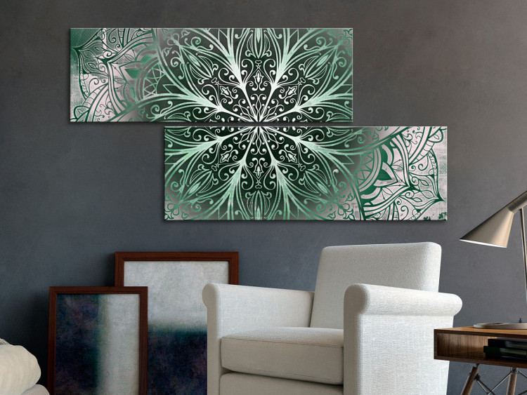 Canvas Mandala: Emerald Treasure - Oriental Green Pattern in Zen Motif 97550 additionalImage 3