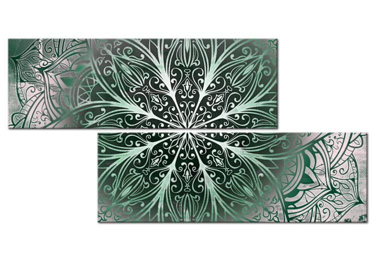 Canvas Mandala: Emerald Treasure - Oriental Green Pattern in Zen Motif 97550