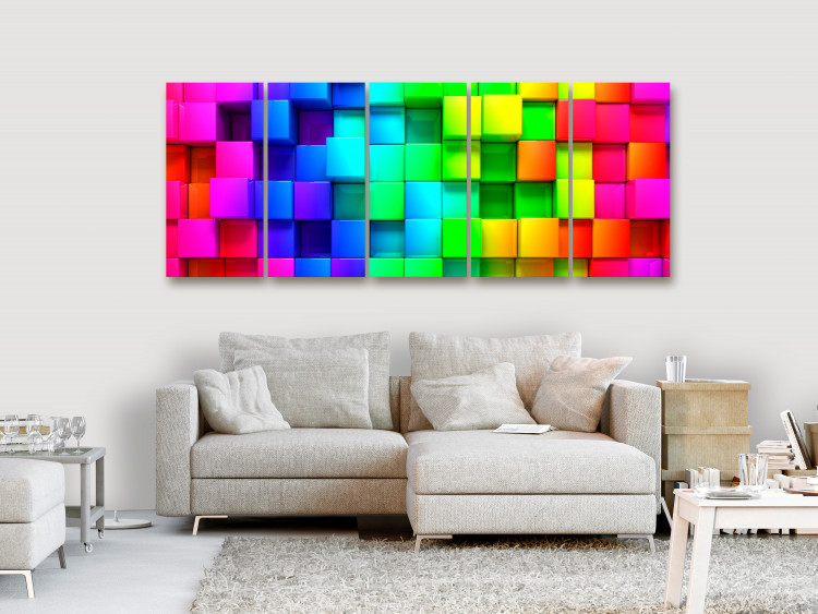 Canvas Art Print Colourful Cubes (5 Parts) Narrow 113760 additionalImage 3