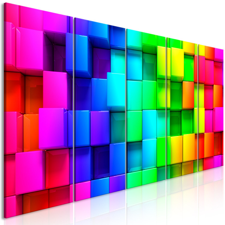 Canvas Art Print Colourful Cubes (5 Parts) Narrow 113760 additionalImage 2