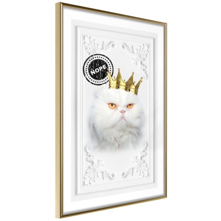 Poster King Cat - Playful composition with a white cat and English text 114360 additionalImage 12
